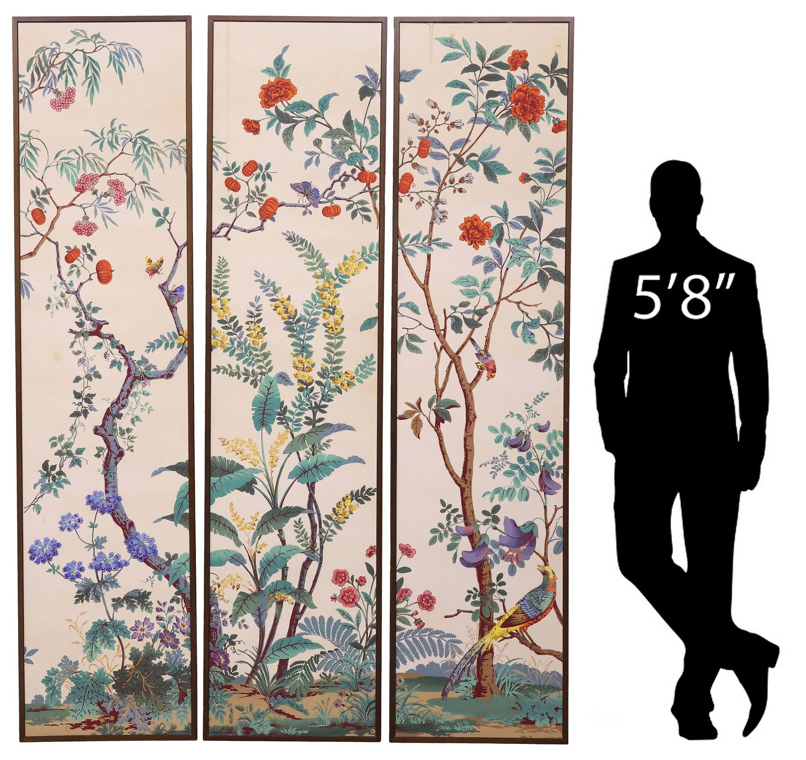 (3) FRAMED ZUBER (ATTRIB.) 'DECOR CHINOIS' HAND-BLOCKED WALLPAPER PANELS (1 of 4)