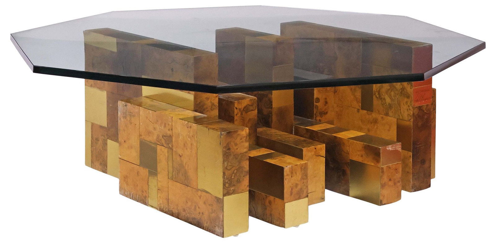 PAUL EVANS (D.1987) FOR DIRECTIONAL 'CITYSCAPE' GLASS-TOP COFFEE TABLE (1 of 5)