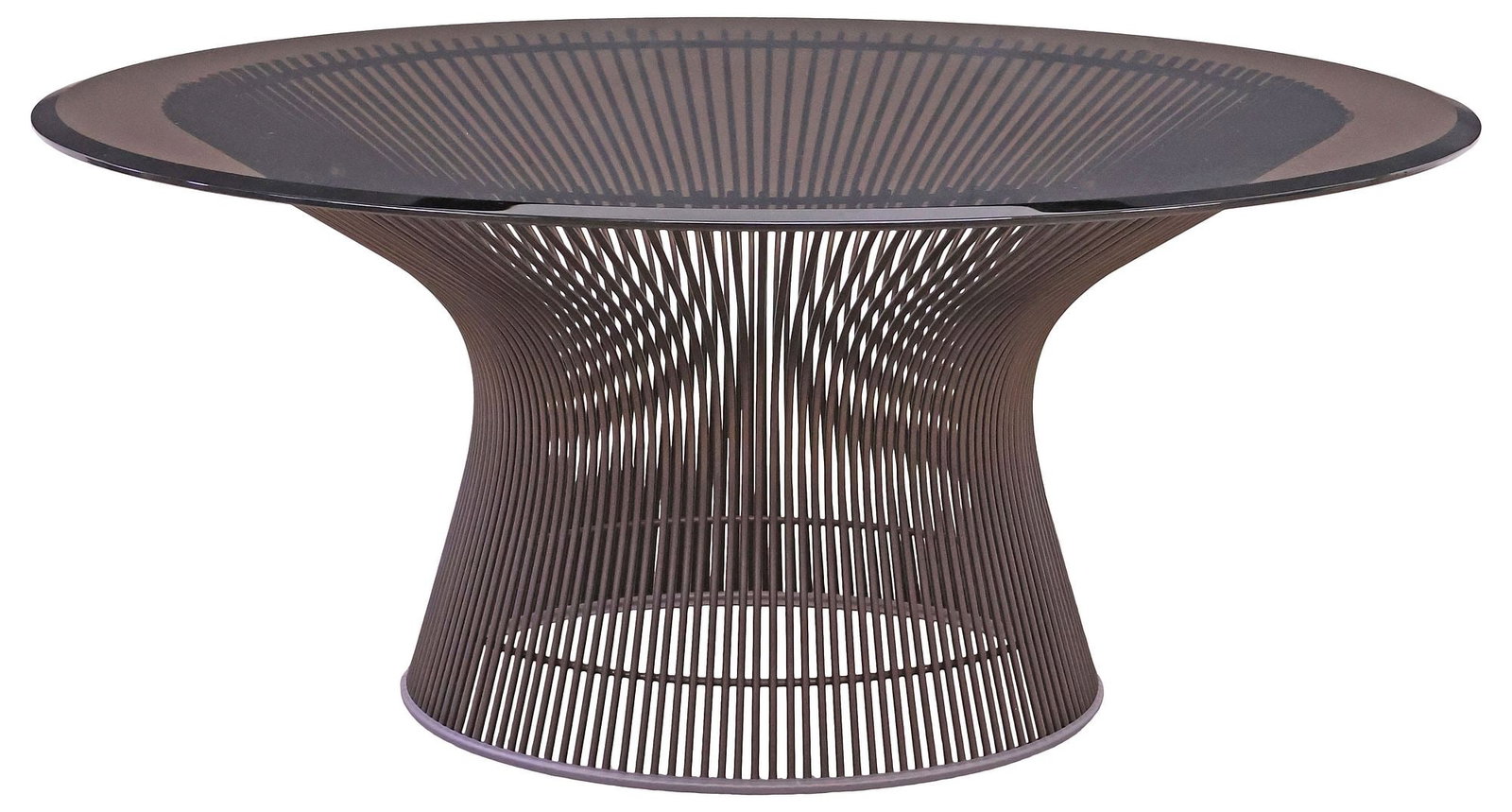 WARREN PLATNER (D. 2006) CONTEMPORARY GLASS-TOP STEEL COFFEE TABLE (1 of 3)