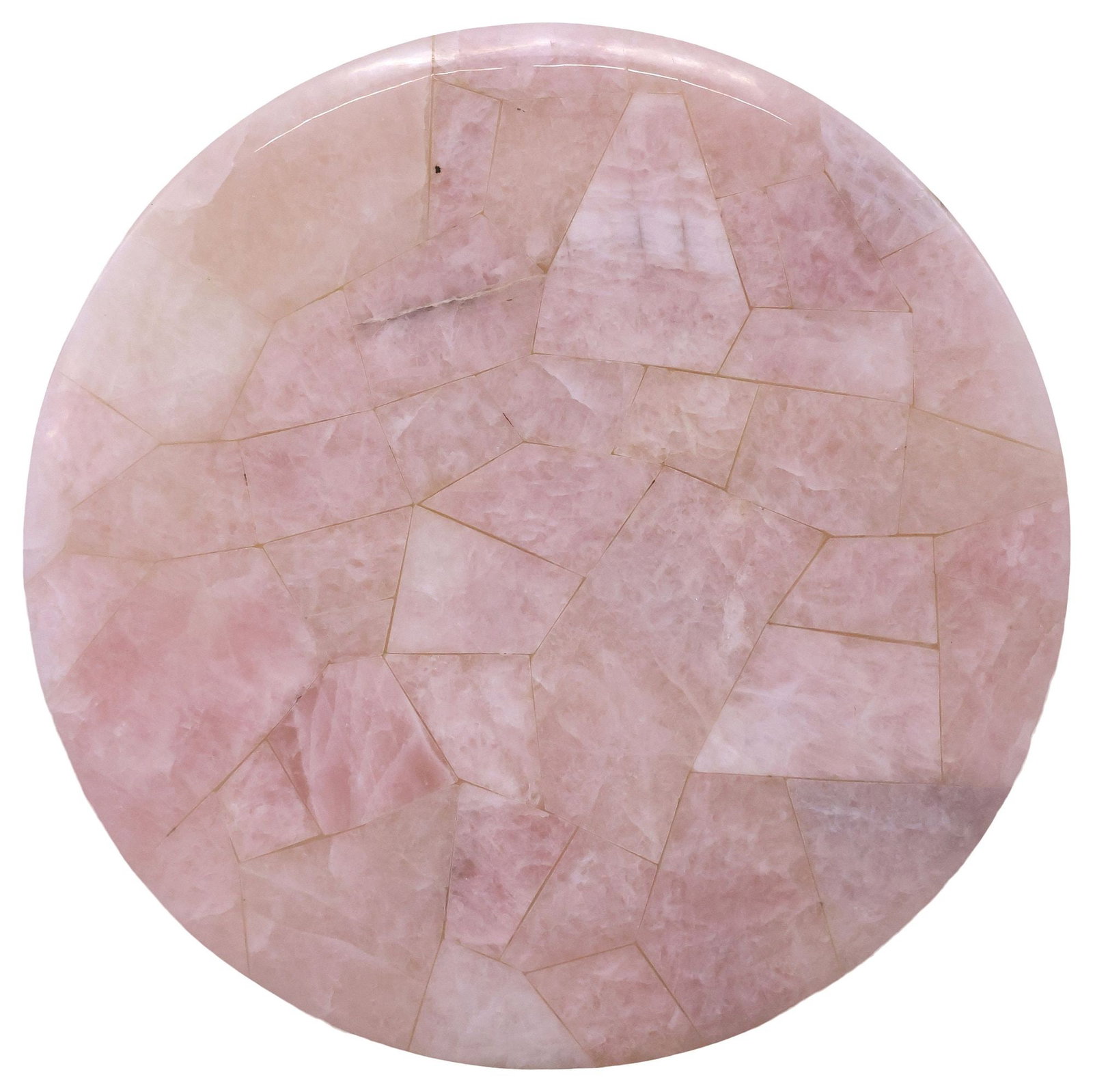 LARGE ROSE QUARTZ MOSAIC TABLETOP, 36"DIAM (1 of 3)