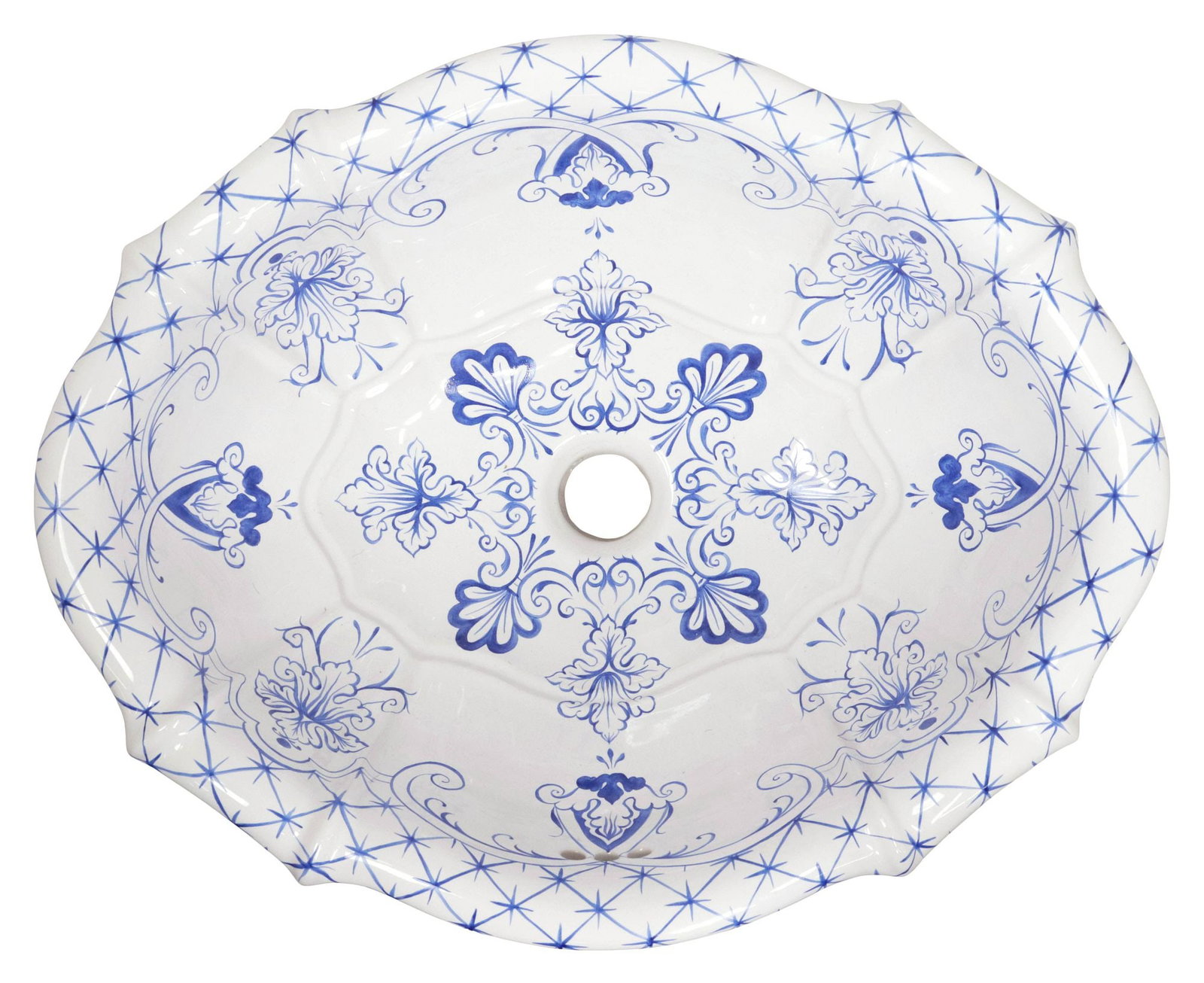 DESIGNER SHERLE WAGNER 'DELFT' HAND-PAINTED CERAMIC SINK (1 of 3)