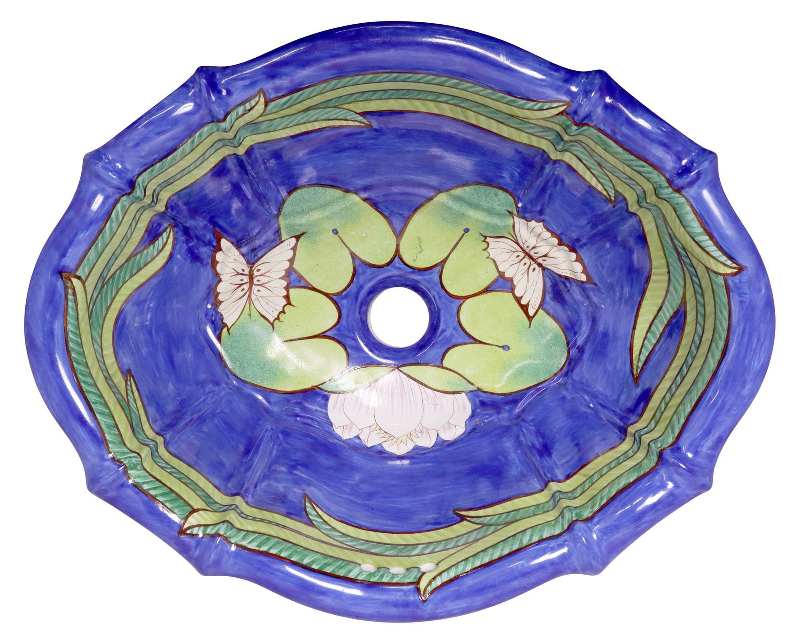 DESIGNER SHERLE WAGNER 'WATERLILIES' HAND-PAINTED CERAMIC SINK (1 of 3)