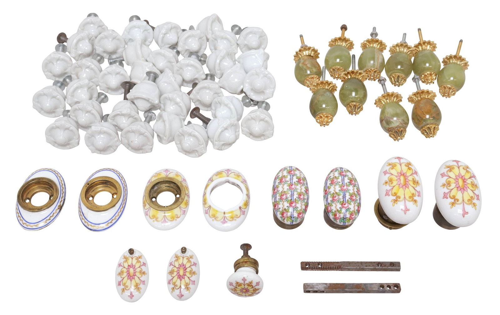 (LOT) ARCHITECTURAL ONYX & CERAMIC HARDWARE: CABINET & DOORKNOBS (1 of 3)