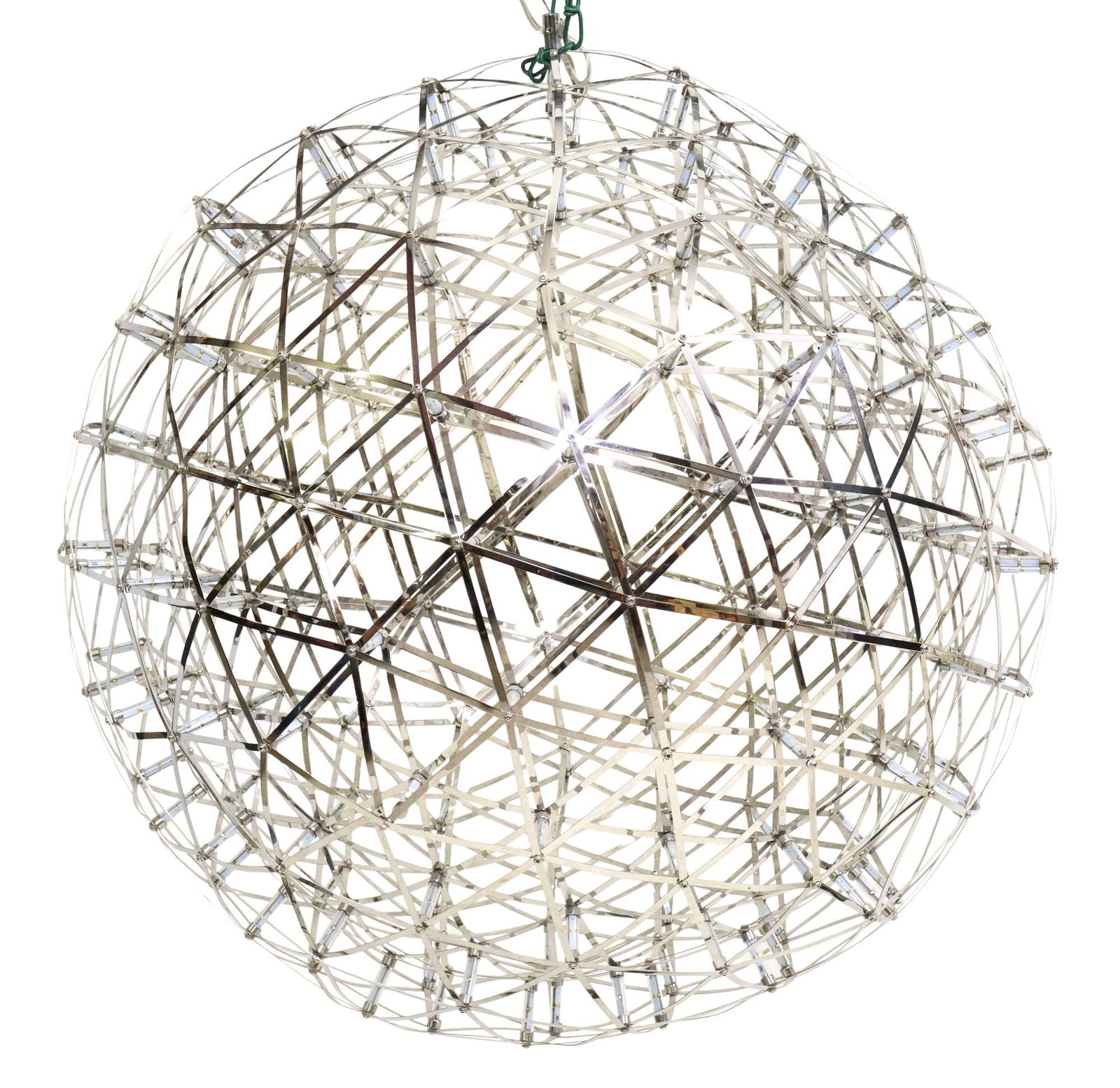 MODERN 'RAIMOND II' STYLE STEEL GEODESIC DOME CHANDELIER, 31.5"DIAM (1 of 2)
