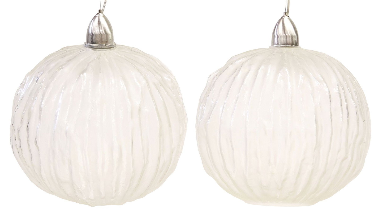 (2) ITALIAN ANGELO BROTTO STYLE SPHERICAL GLASS PENDANT LIGHTS (1 of 3)