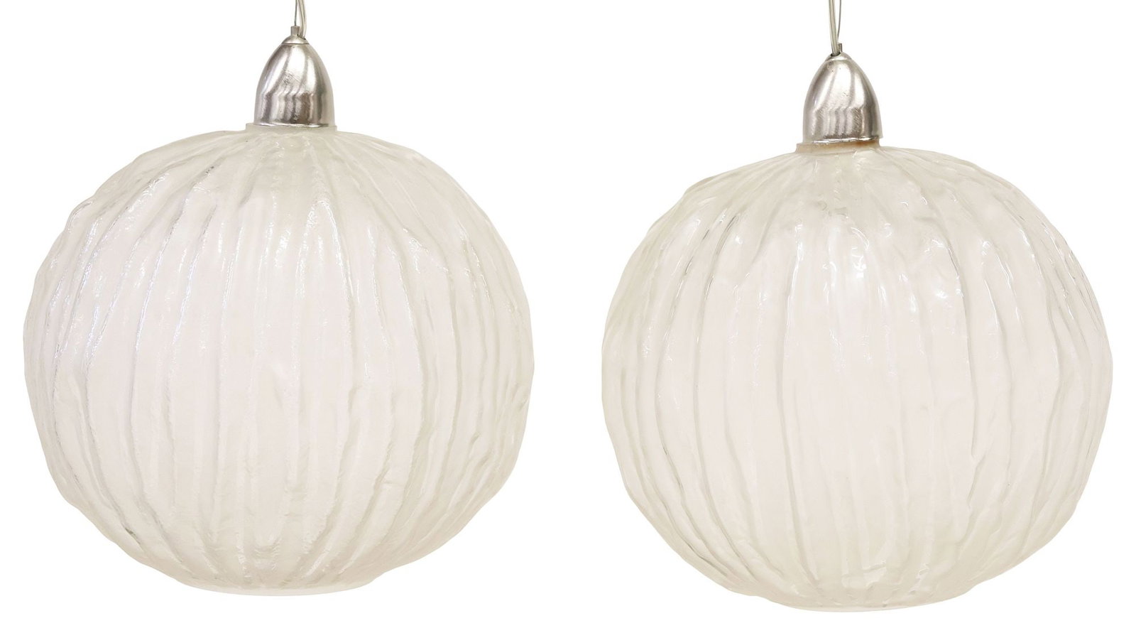 (2) ITALIAN ANGELO BROTTO STYLE SPHERICAL GLASS PENDANT LIGHTS (1 of 3)