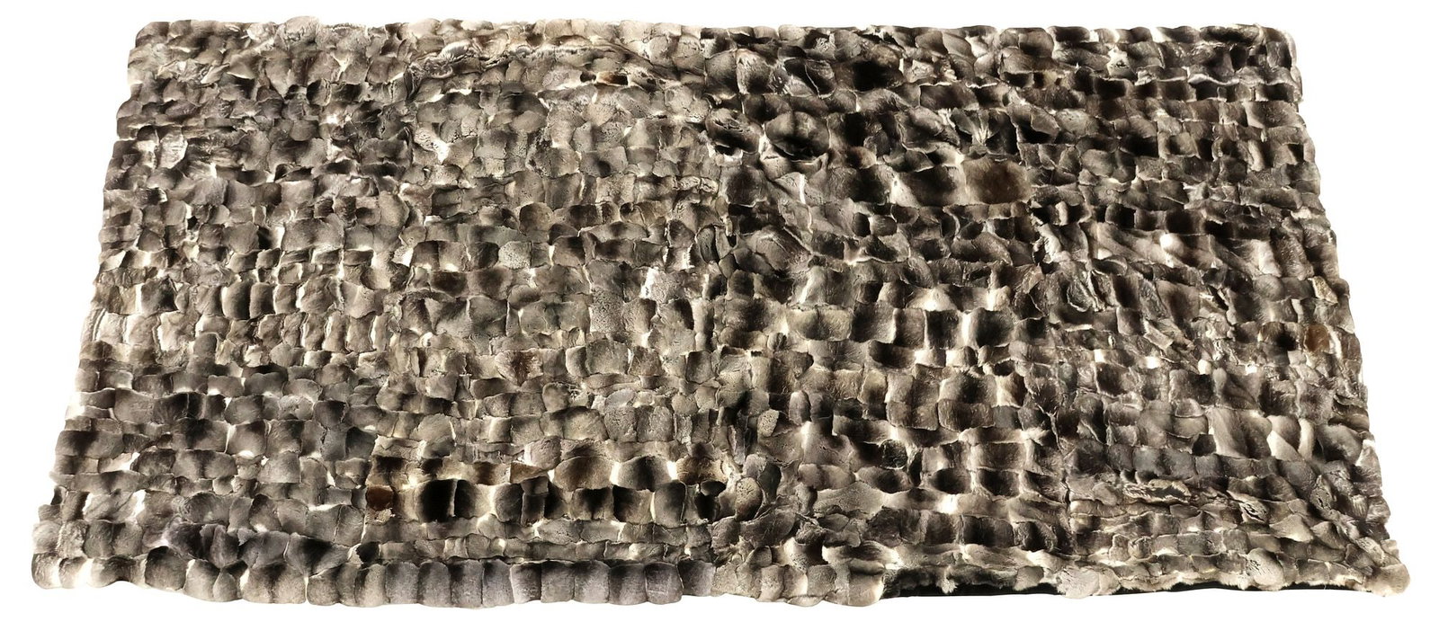 LARGE CHINCHILLA & SHEARED MINK FUR THROW BLANKET, 91" X 42" (1 of 3)