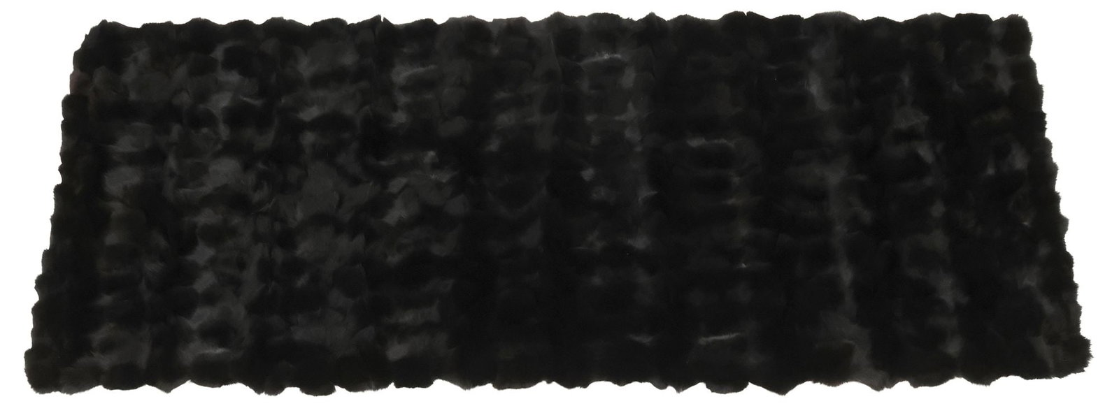 LARGE BLACK DYED FOX FUR THROW BLANKET, 87" X 33" (1 of 2)