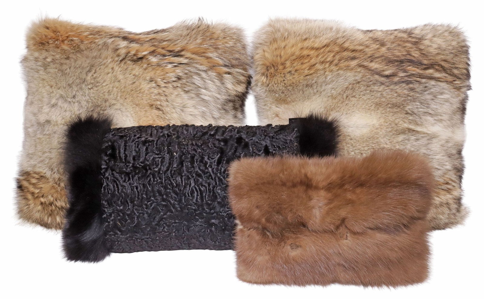 (4) DECORATIVE FUR THROW PILLOWS, COYOTE, RUSSIAN SABLE, PERSIAN LAMB (1 of 8)