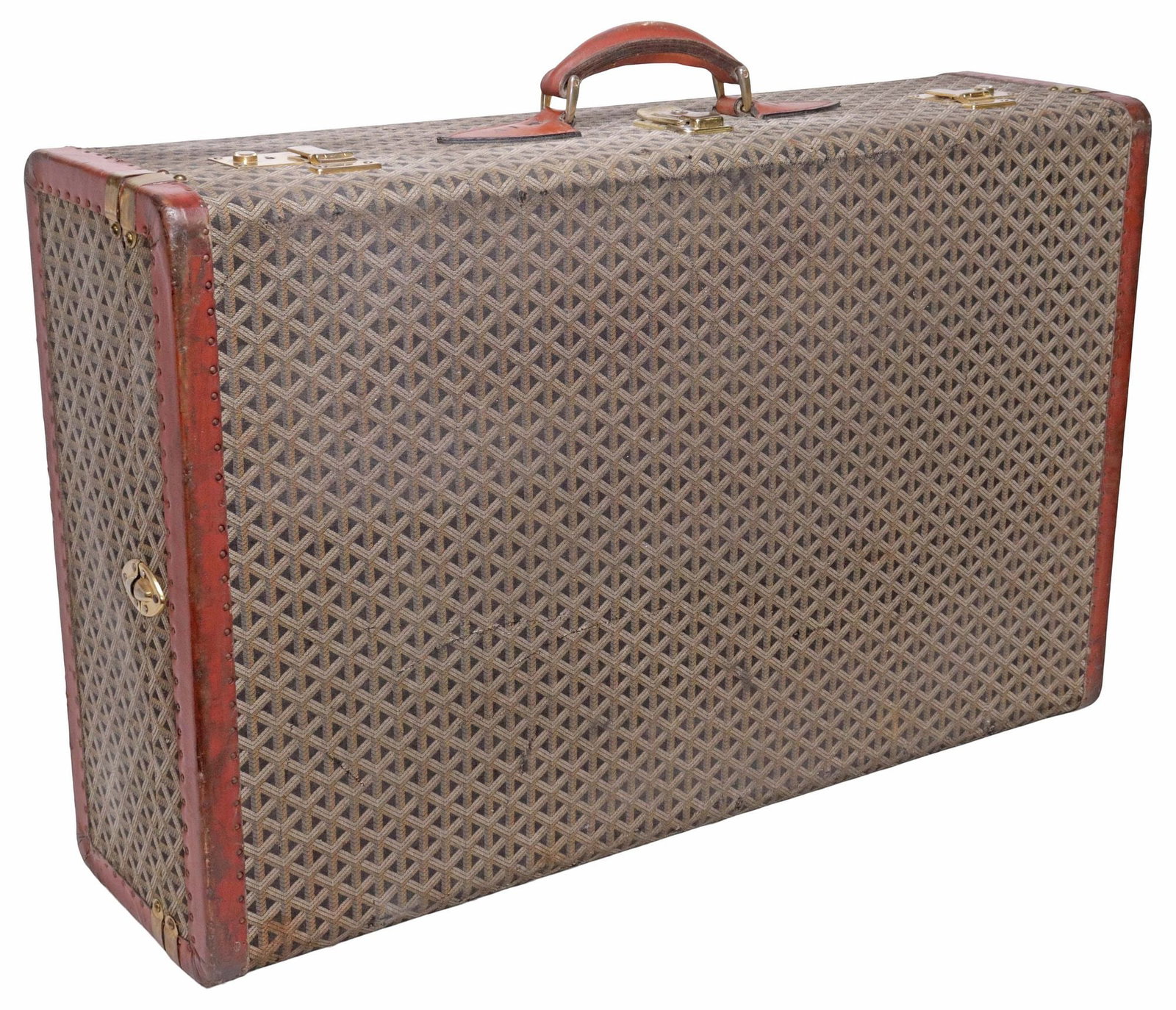 VINTAGE GOYARD HARDSIDED GOYARDINE CANVAS SUITCASE / TRAVEL TRUNK (1 of 10)