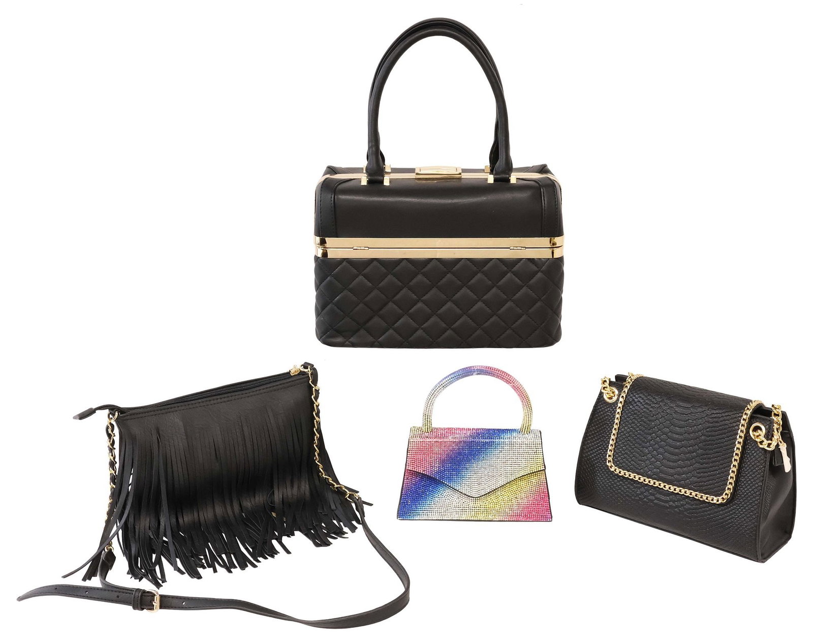 (4) DESIGNER TIMMY WOODS FAUX LEATHER & RHINESTONE-CLAD BAGS / PURSES (1 of 6)