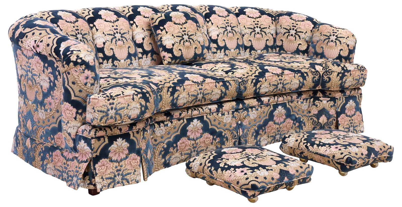 (3) KEY CITY MID-CENTURY STYLE CUSTOM-UPHOLSTERED SOFA & OTTOMANS (1 of 6)