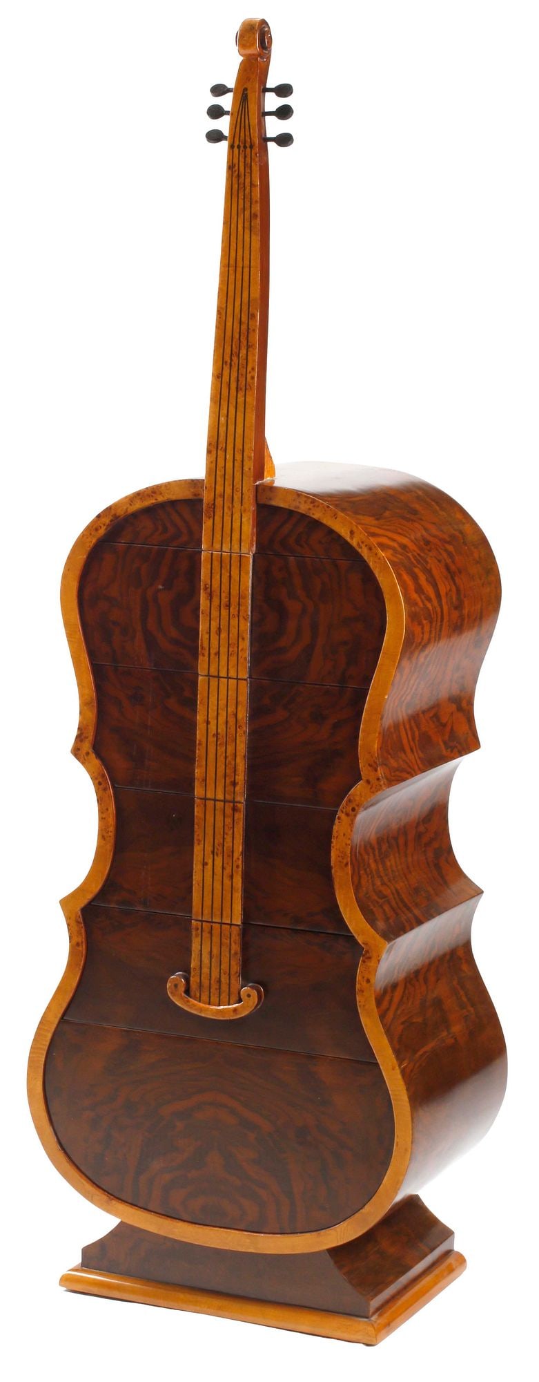 ART DECO STYLE CELLO-FORM BURLWOOD COMMODE (1 of 4)