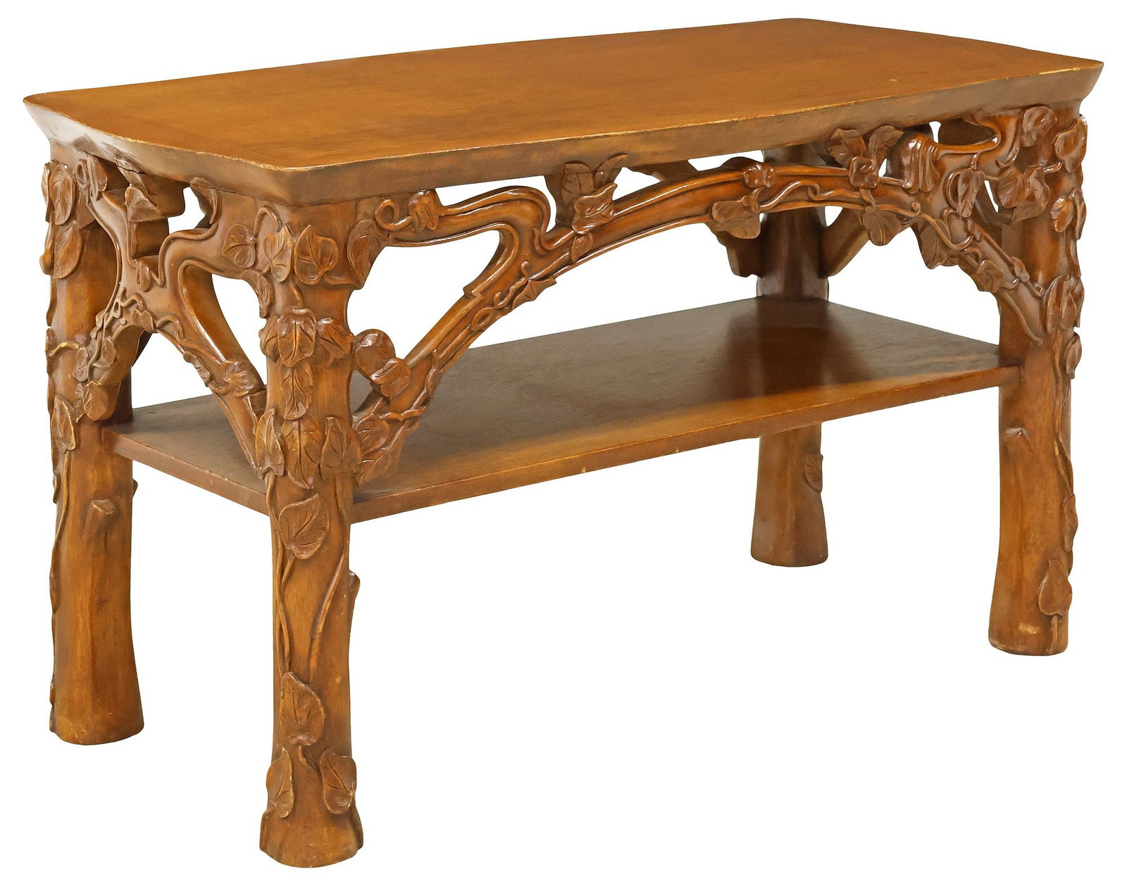 SUZANNE GEISMAR (ATTRIB.) ART NOUVEAU STYLE CARVED WALNUT CONSOLE TABLE (1 of 5)
