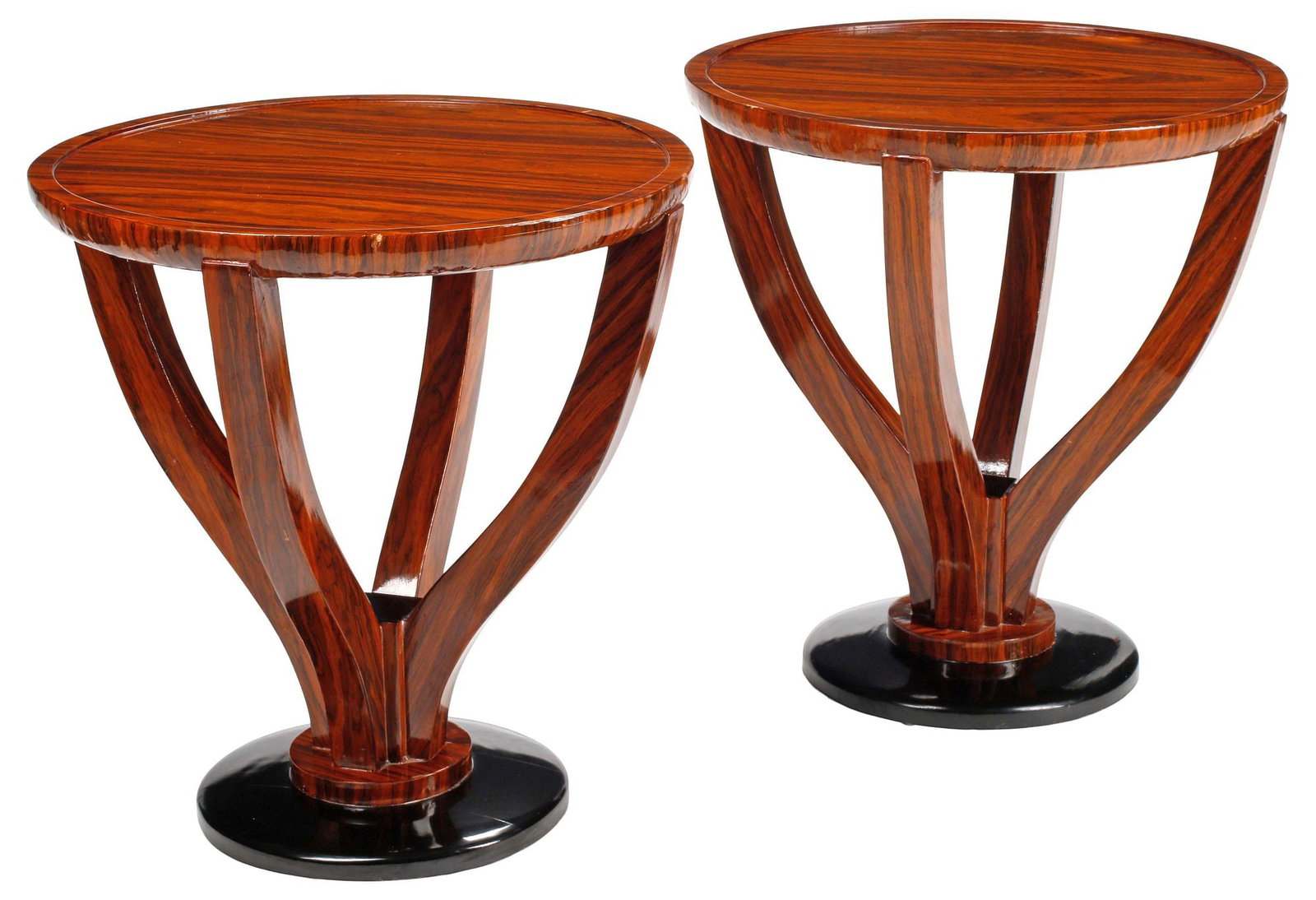 (2) ART DECO STYLE PARCEL-EBONIZED ROUND SIDE TABLES (1 of 4)