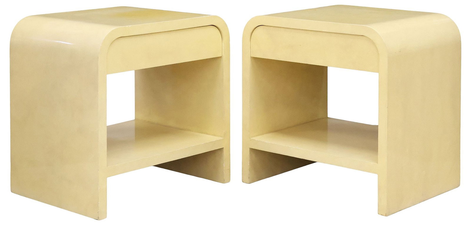 (2) MID-CENTURY MODERN ENRIQUE GARCEL STYLE PARCHMENT-CLAD NIGHTSTANDS (1 of 5)