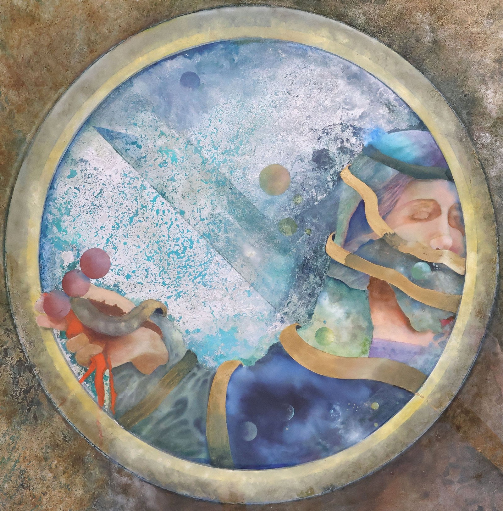 THOMAS CHARLES MOXLEY (B.1944) SURREALIST PORTRAIT PAINTING (1 of 4)