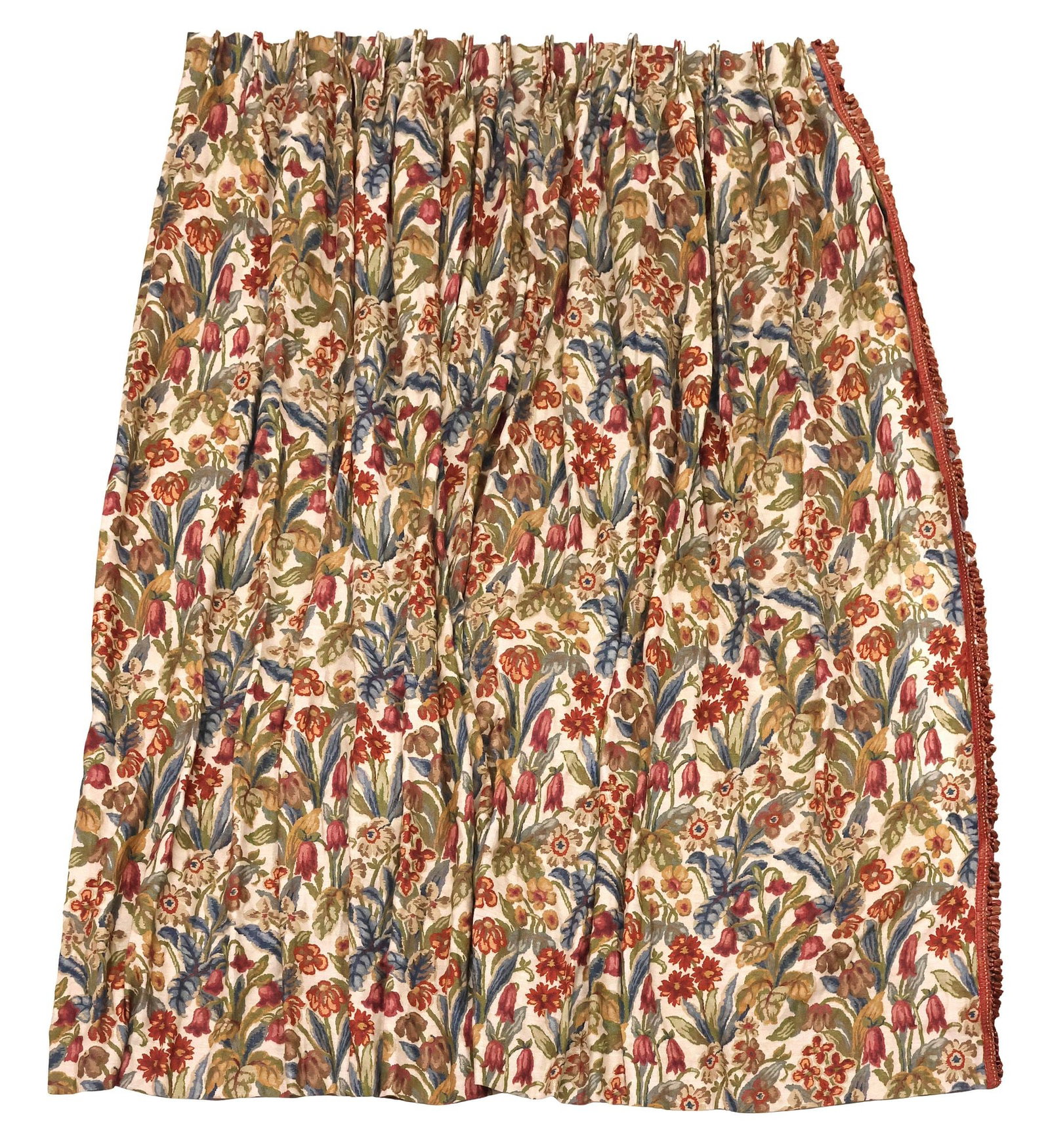 CUSTOM FLORAL LINEN CURTAIN DRAPERY PANEL, 109" X "66 (1 of 3)