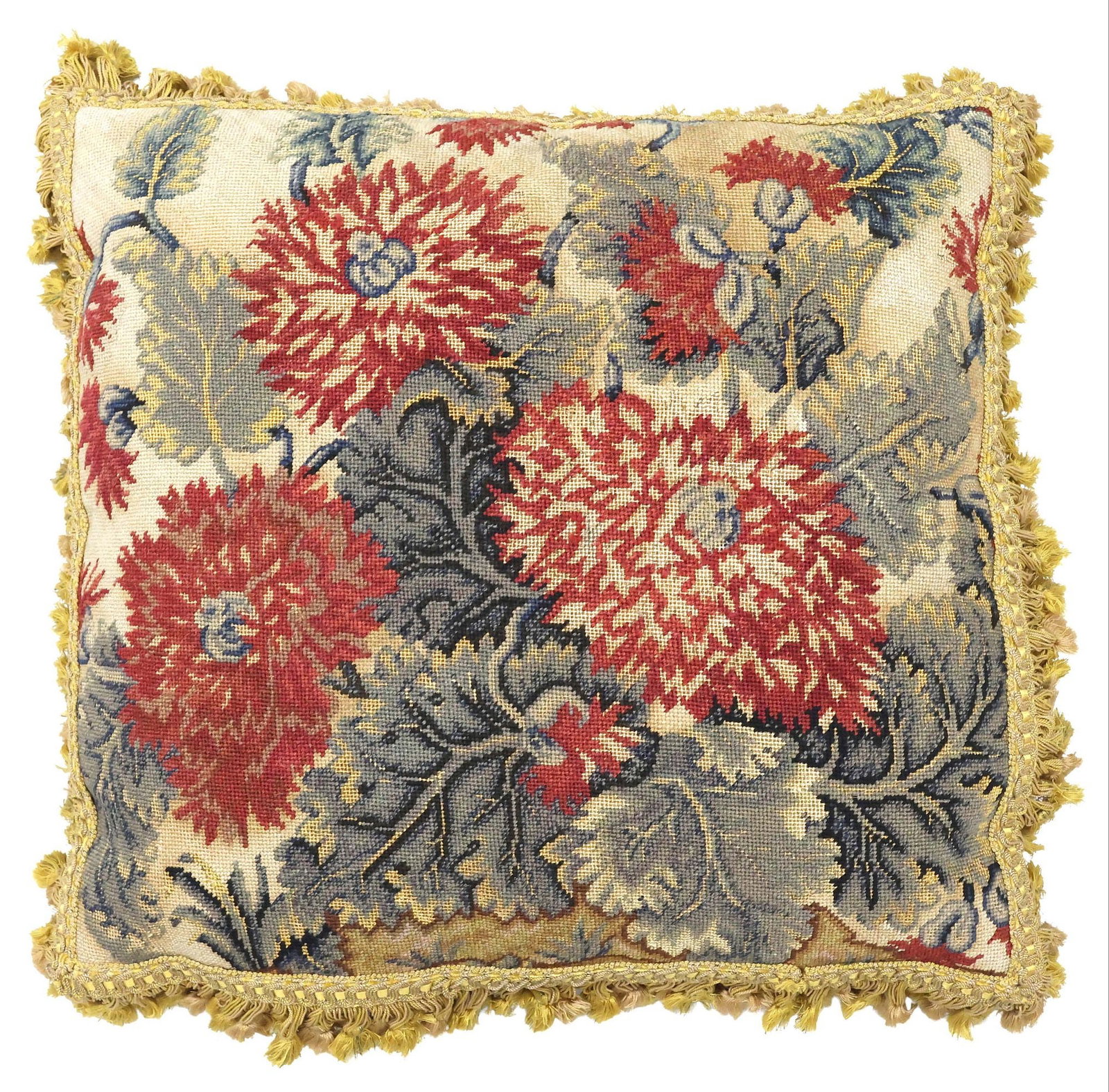 CUSTOM ANTIQUE FLORAL TAPESTRY DOWN-FILLED THROW PILLOW (1 of 4)