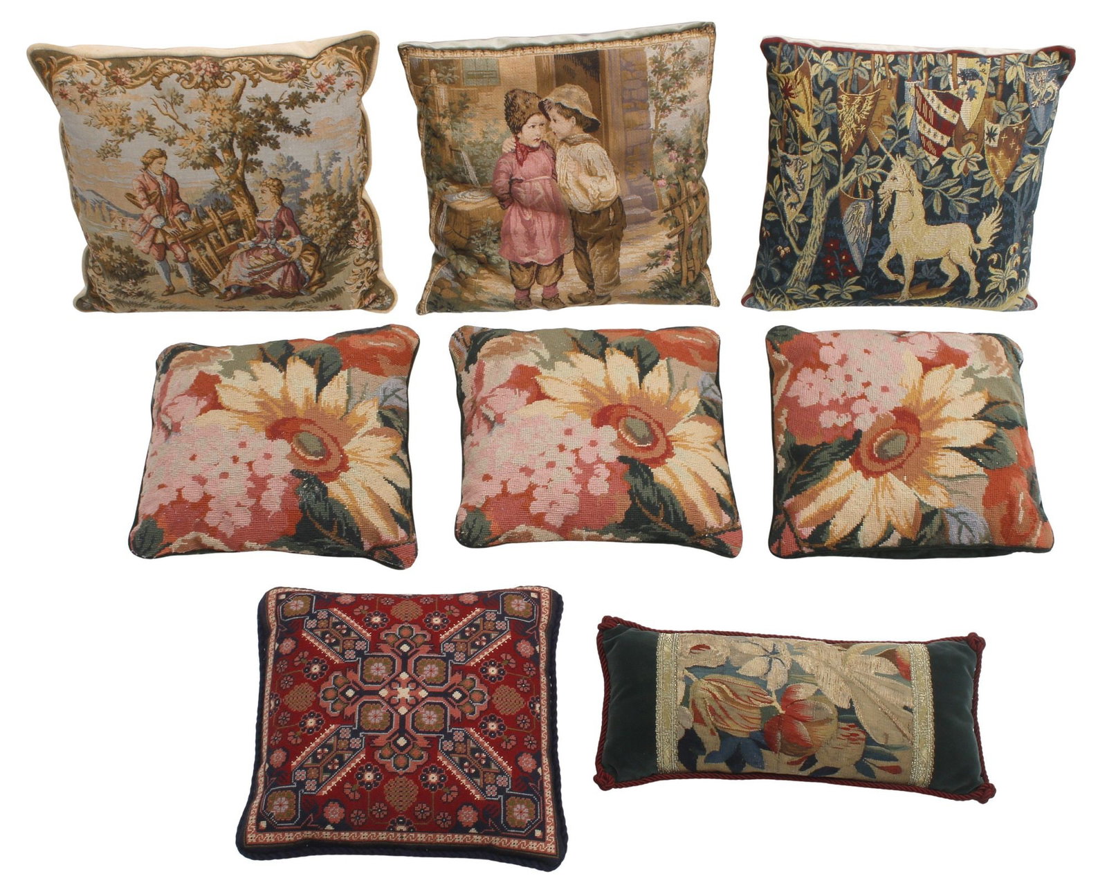 (8) DECORATIVE NEEDLEPOINT & TAPESTRY UPHOLSTERED THROW PILLOWS (1 of 4)