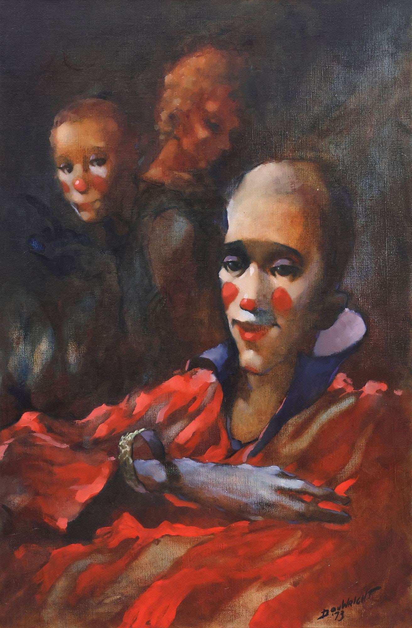 DON WRIGHT (1938-2007) OIL PAINTING OF CIRCUS CLOWNS (1 of 4)