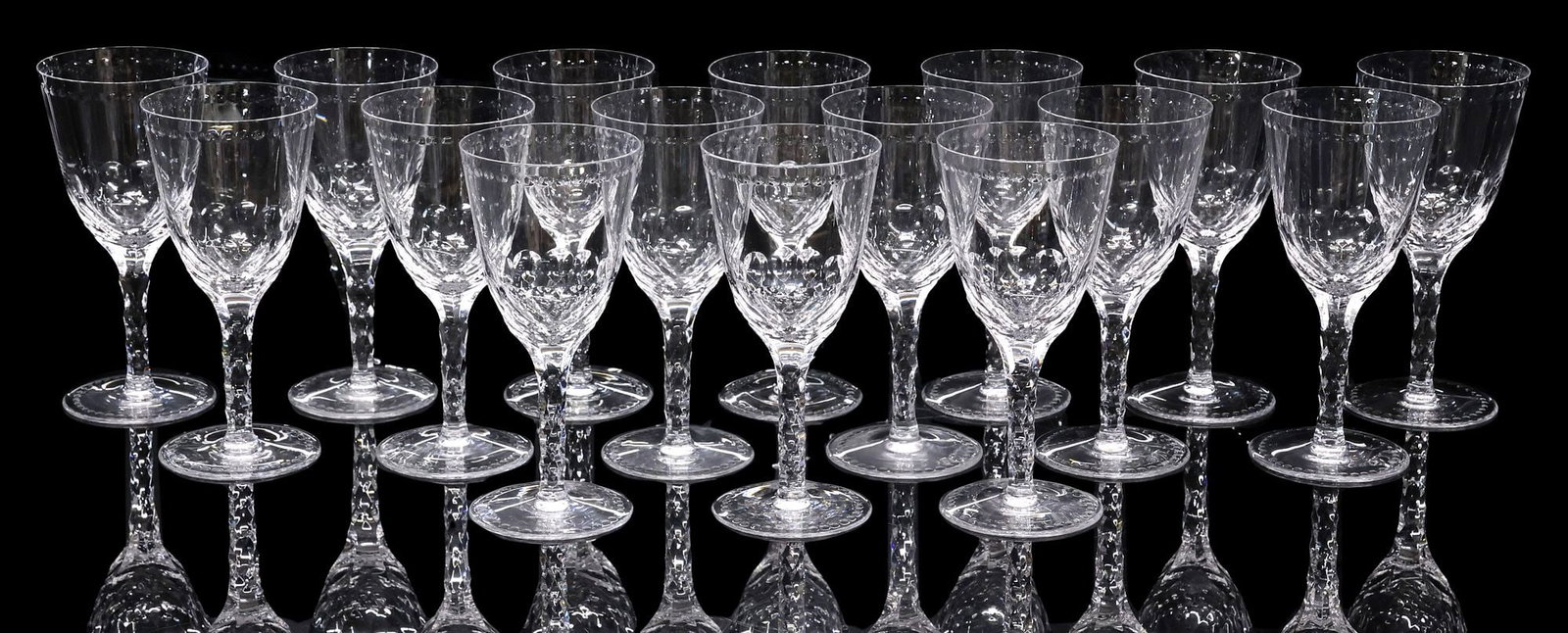 (16) WILLIAM YEOWARD COLORLESS CUT CRYSTAL 'HELENA' GOBLETS (1 of 4)