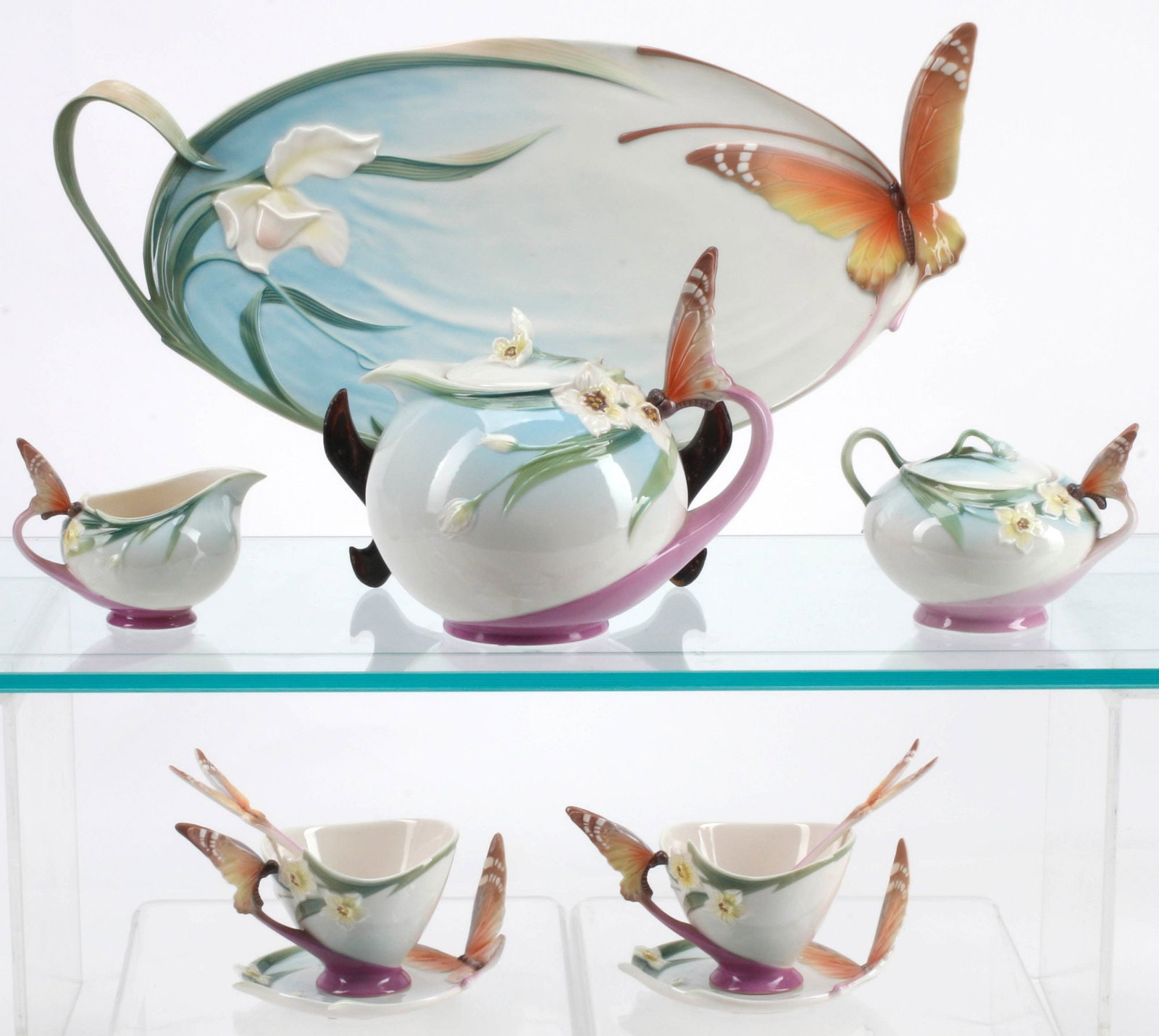 (10) FRANZ 'PAPILLON-BUTTERFLY' PORCELAIN TETE-A-TETE TEA SERVICE (1 of 5)
