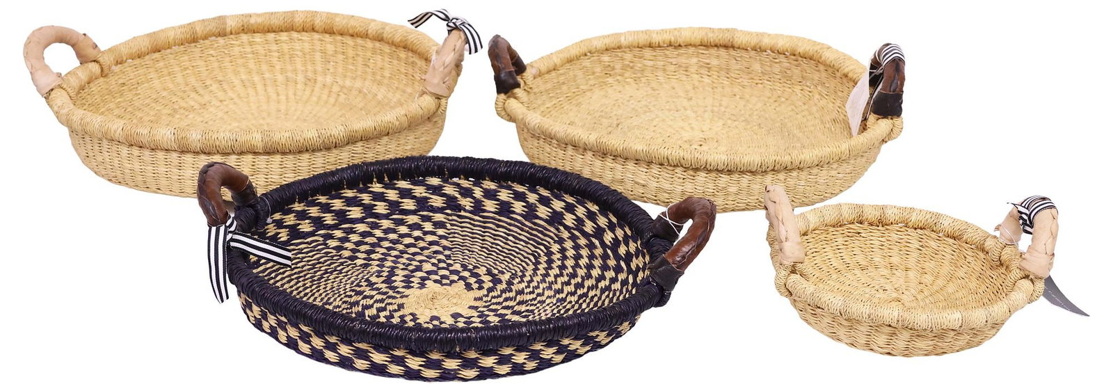 (4) SONDER & HOLLIDAY 'MONTGOMERY' WOVEN STRAW TRAYS (1 of 7)