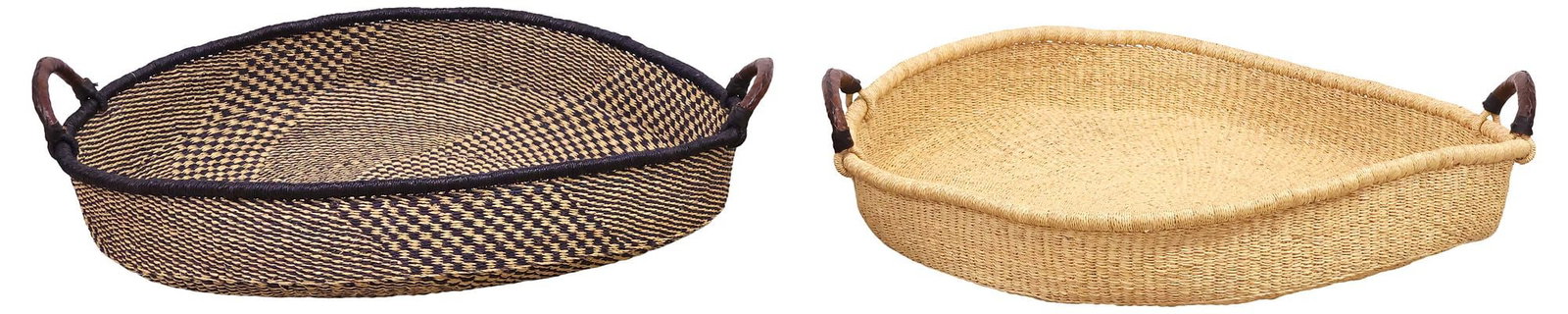 (2) LARGE SONDER & HOLLIDAY 'SAVANNAH' WOVEN STRAW WALL / SERVING TRAYS (1 of 4)