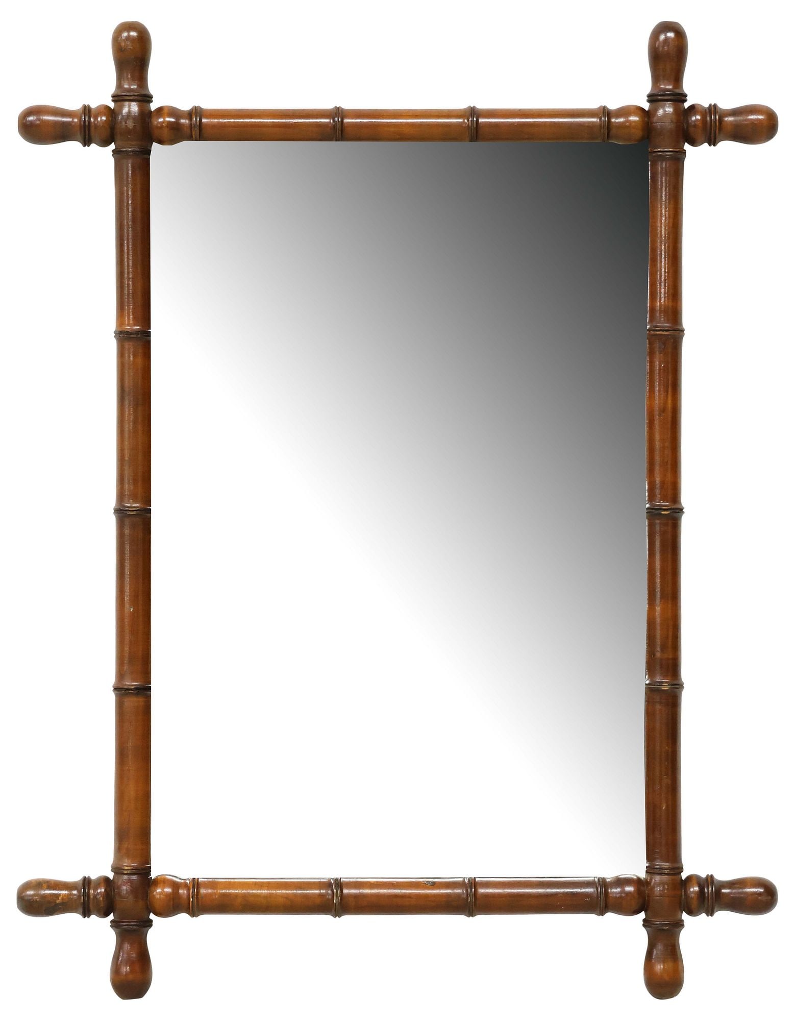FRENCH FAUX BAMBOO TURNED WOOD WALL MIRROR (1 of 3)