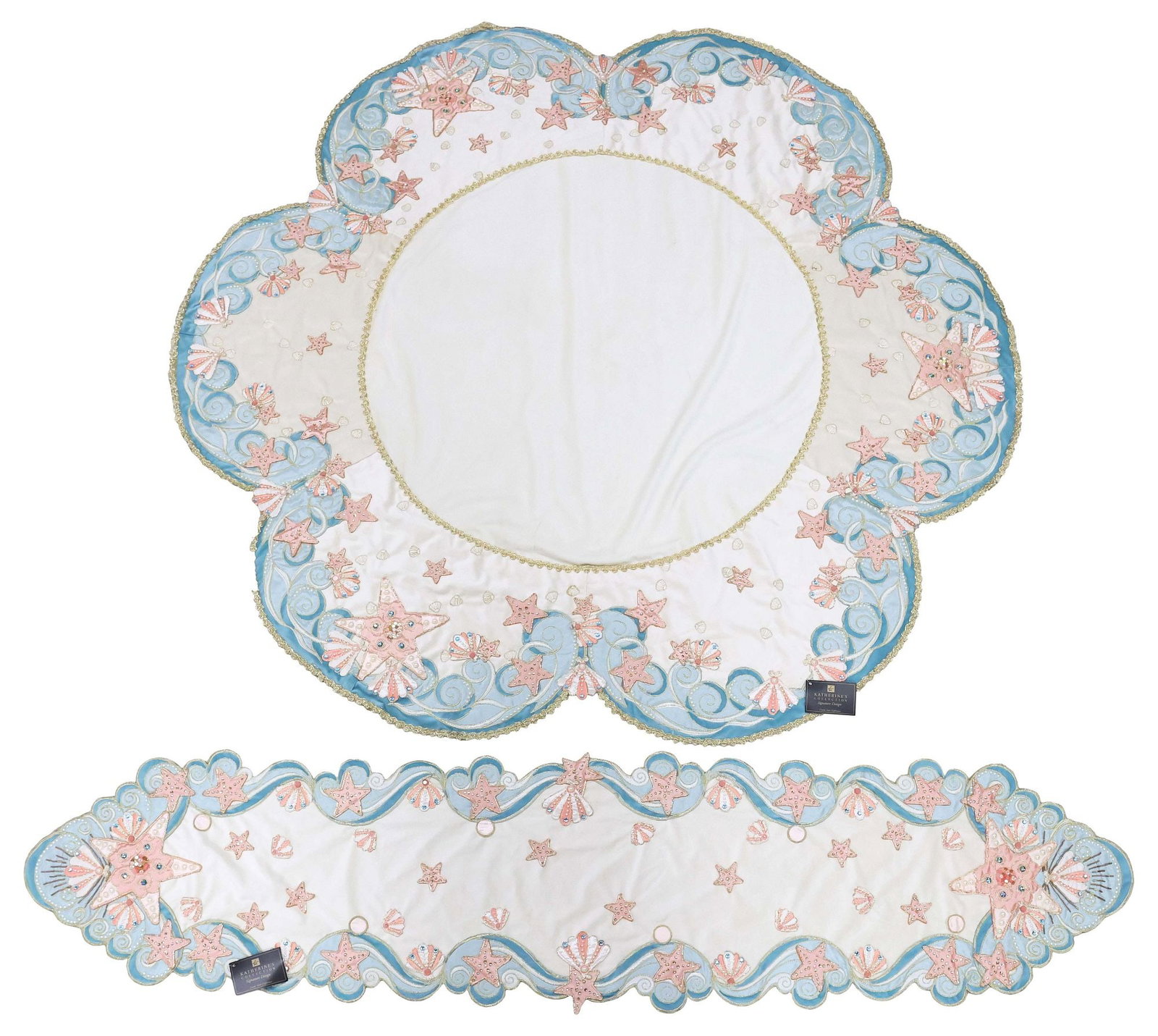 (2) KATHERINE'S COLLECTION 'TREASURES OF THE SEA TABLECLOTH & RUNNER (1 of 5)