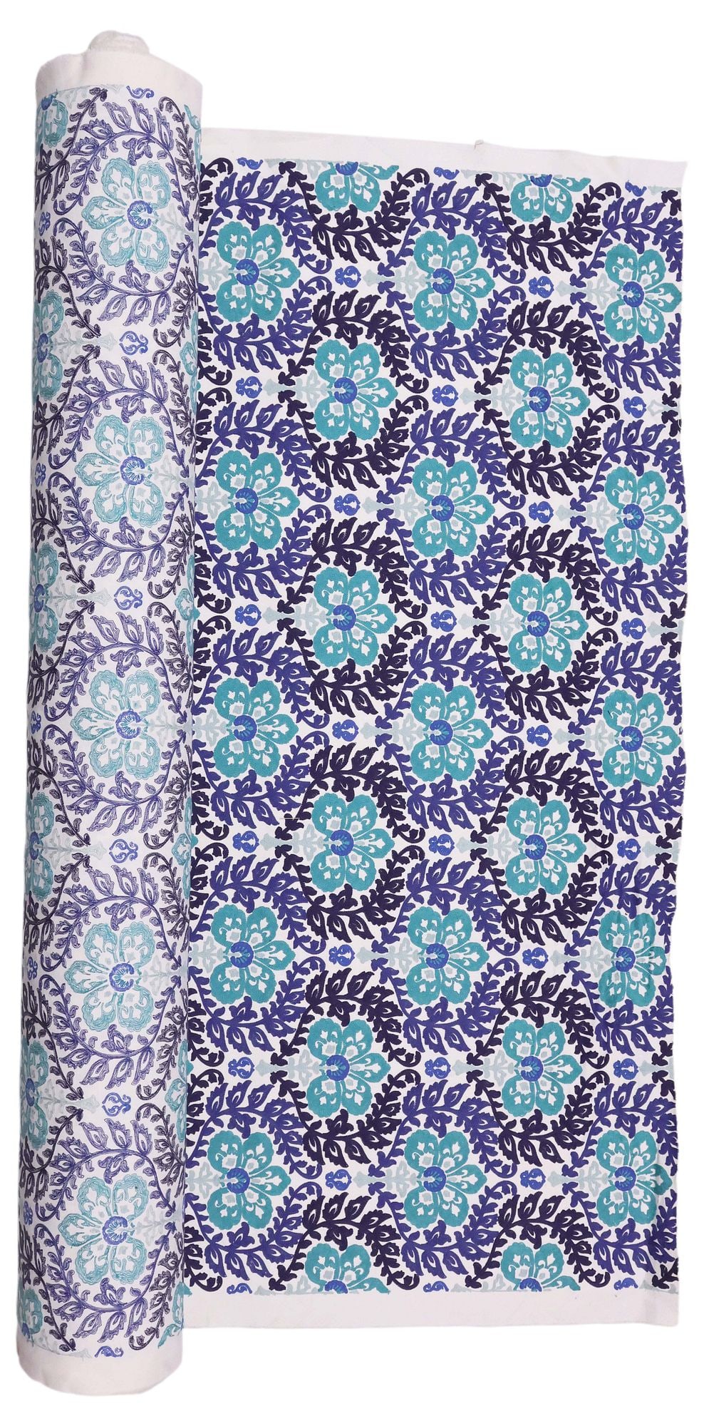 'VICTORIA OCEAN' EMBROIDERED COTTON-BLEND DAMASK FABRIC BOLT (1 of 4)