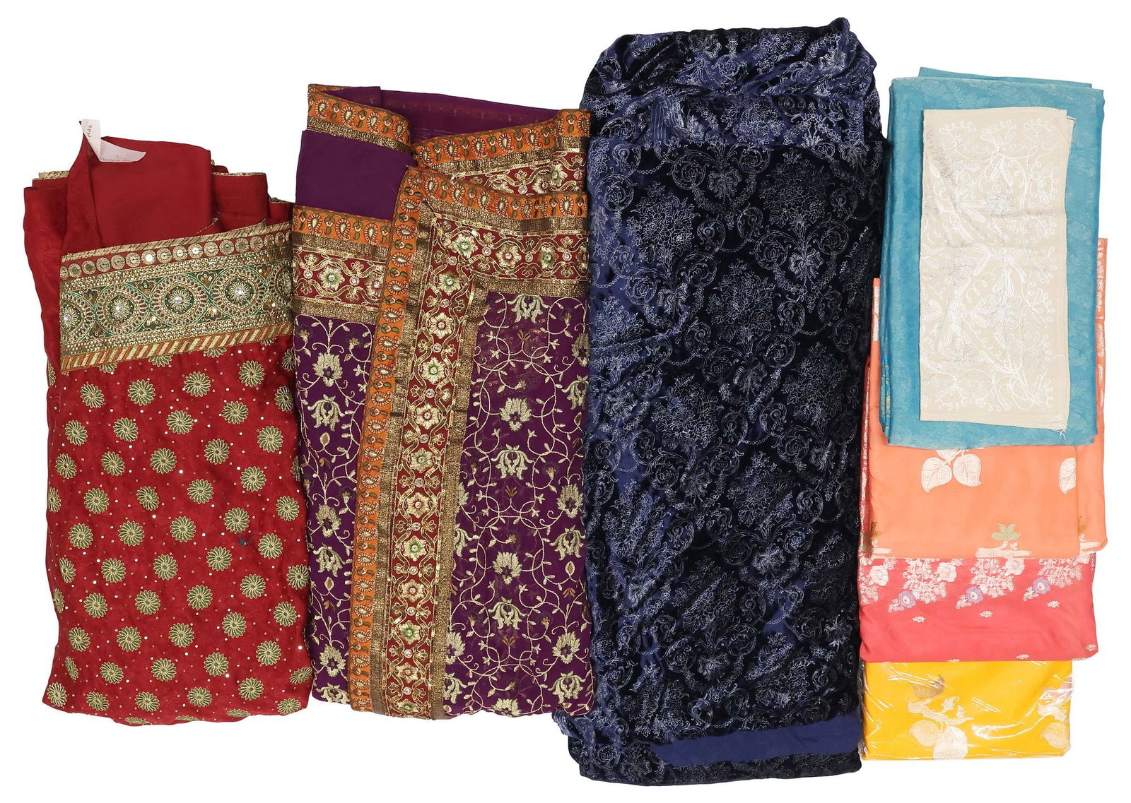 (9) COLLECTION OF INDIAN SILK SAREES & EMBROIDERED TEXTILES (1 of 6)