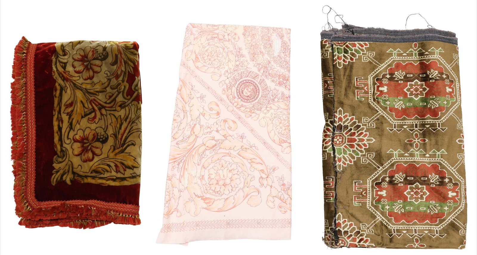 (3) UPHOLSTERY TEXTILES & TABLE COVER, 1 VERSACE PINK VELVET FABRIC (1 of 5)