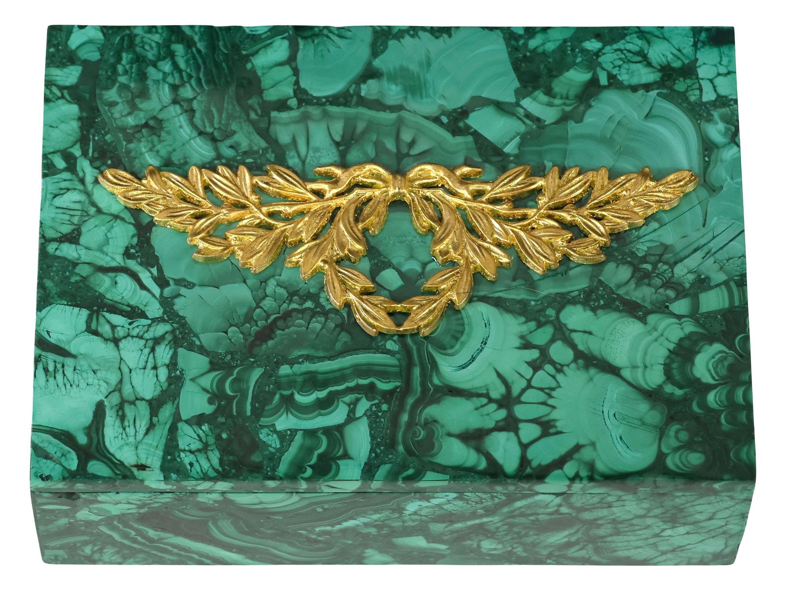 EMPIRE STYLE ORMOLU-MOUNTED MALACHITE TABLE BOX - 3