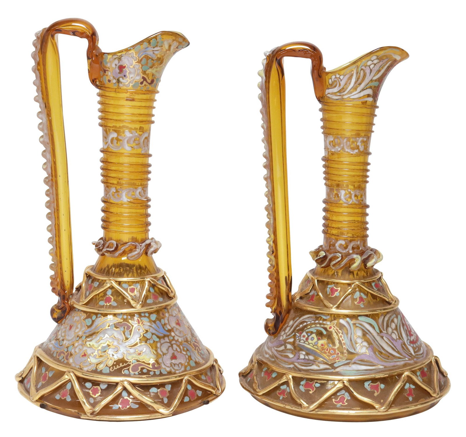 (2) SPANISH GENIS CIRERA CASANOVA (D.1970) ART GLASS EWERS (1 of 6)