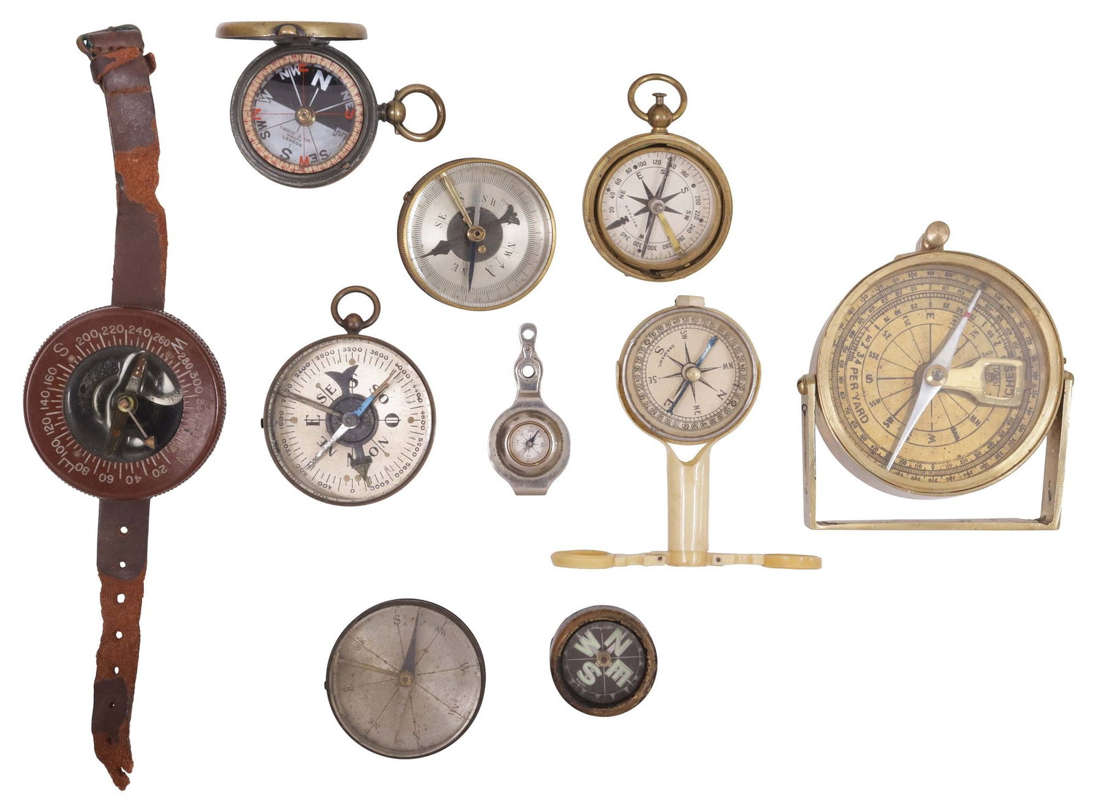 (10) VINTAGE COMPASS COLLECTION, 19TH & 20TH C., MILITARY & OTHERS (1 of 7)