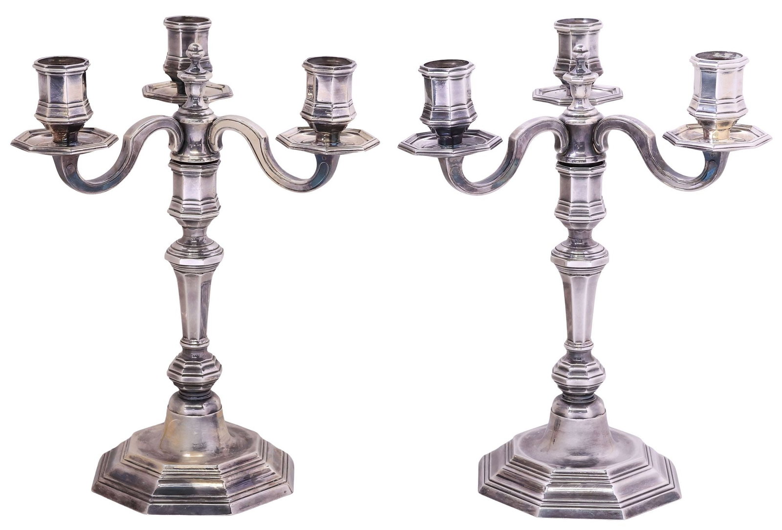 (2) FRENCH CHRISTOFLE SILVERPLATE 3-LIGHT CANDELABRAS (1 of 5)