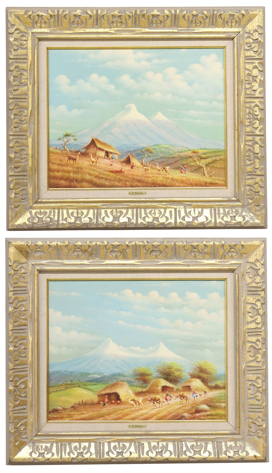 (2) OSWALDO MONCAYO (1923-1984) ECUADOR VOLCANO LANDSCAPE PAINTINGS (1 of 11)