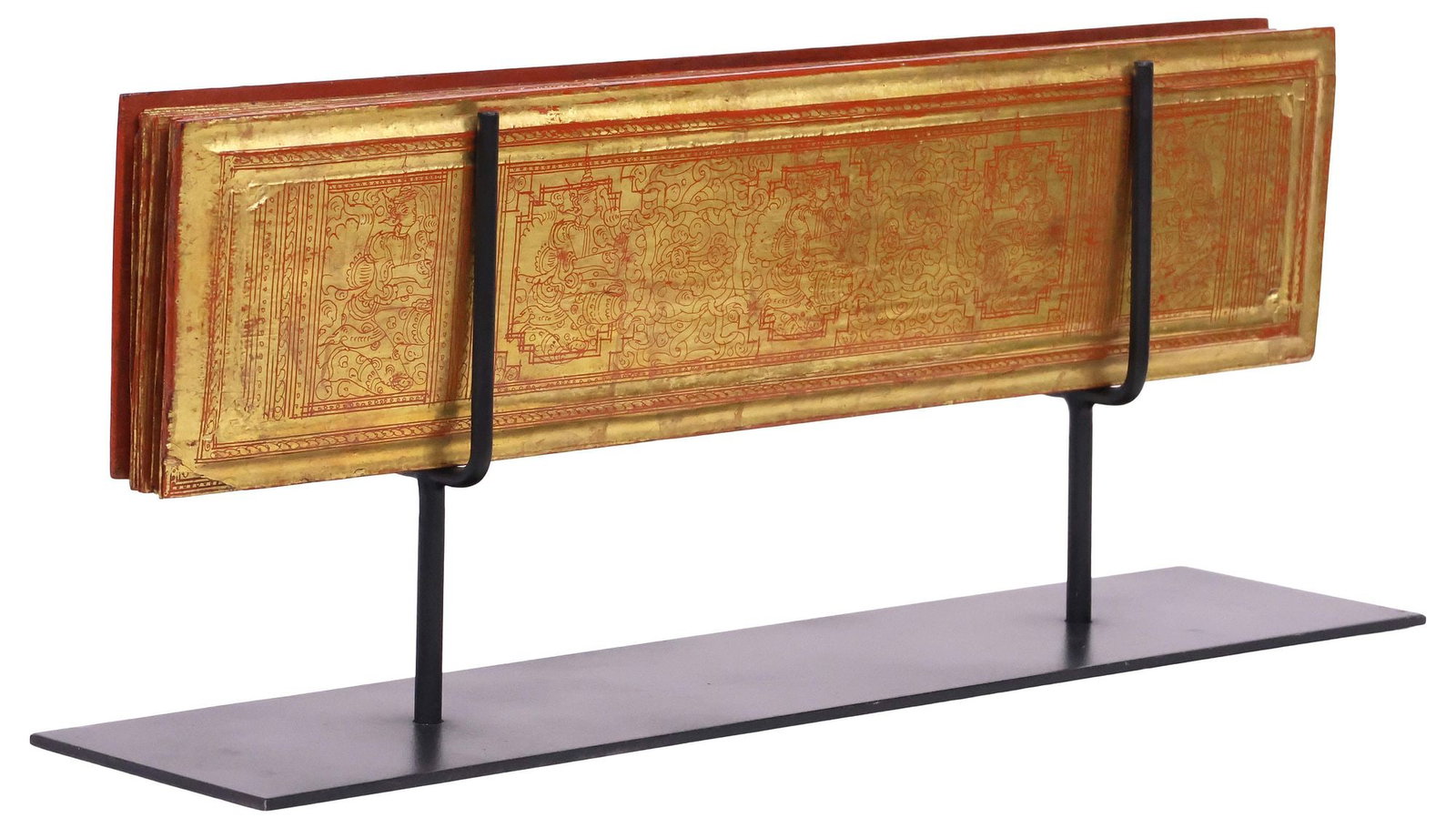 (LOT) BURMESE KAMMAVACA PARCEL-GILT & LACQUERED PITAKA MANUSCRIPT (1 of 13)