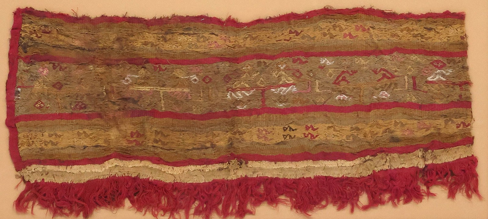 FRAMED SOUTH AMERICAN TEXTILE FRAGMENT, LIKELY CHIMU PEOPLES, PERU (1 of 3)