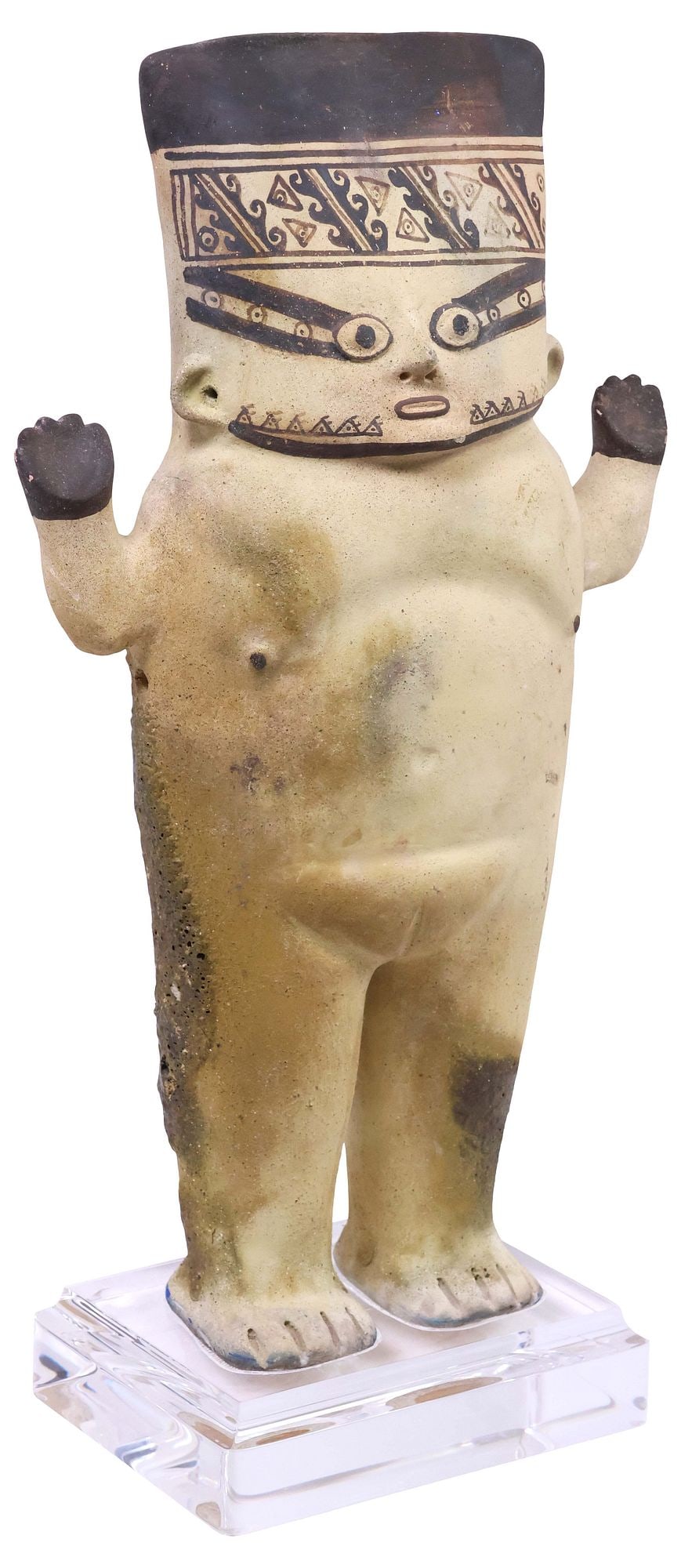 LARGE PERUVIAN CHANCAY-STYLE CLAY CUCHIMILCO FEMALE FIGURE, 23"H (1 of 6)