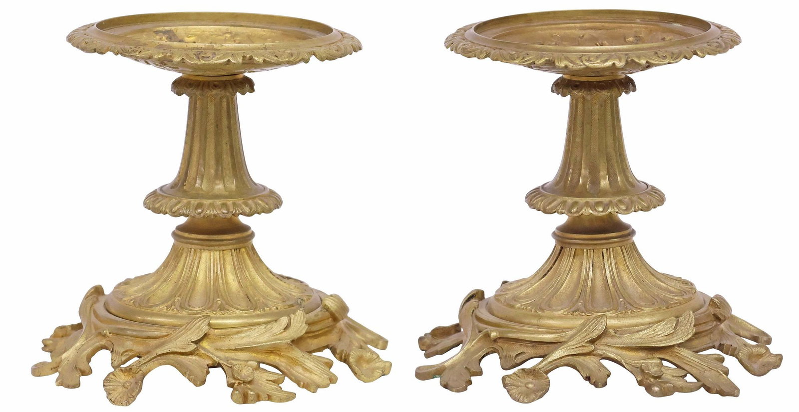 (2) FRENCH CAST GILT-METAL SCROLLING FOLIATE TAZZAS (1 of 4)