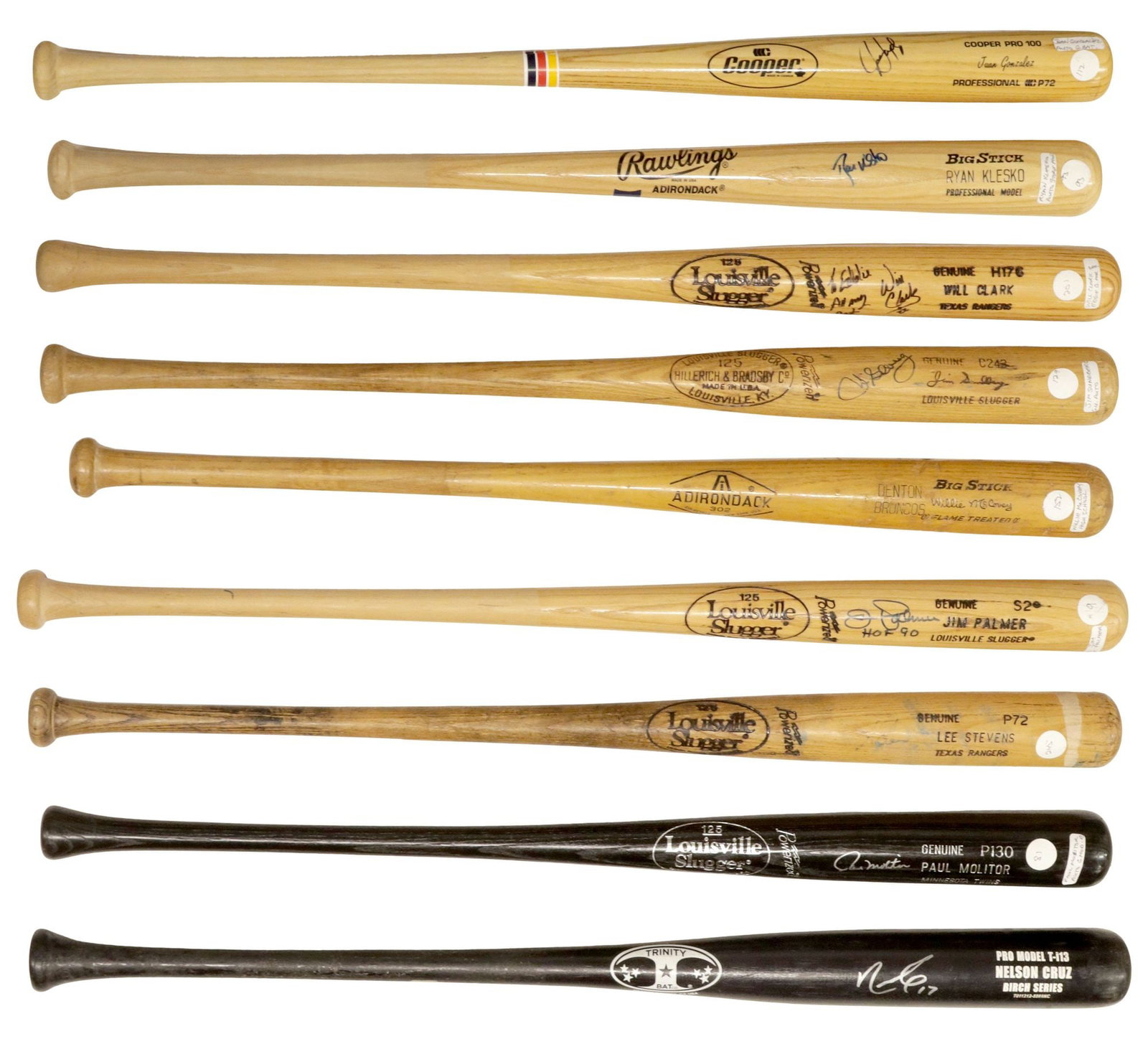 (9) GAME USED MAJOR LEAGUE BASEBALL BATS, 8 SIGNED (1 of 5)