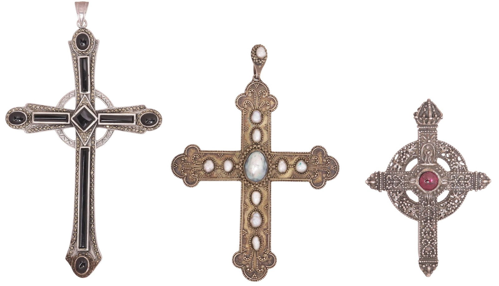 (3) ESTATE STERLING SILVER CROSS PENDANTS, 1 ANDREA BARNETT (1 of 6)
