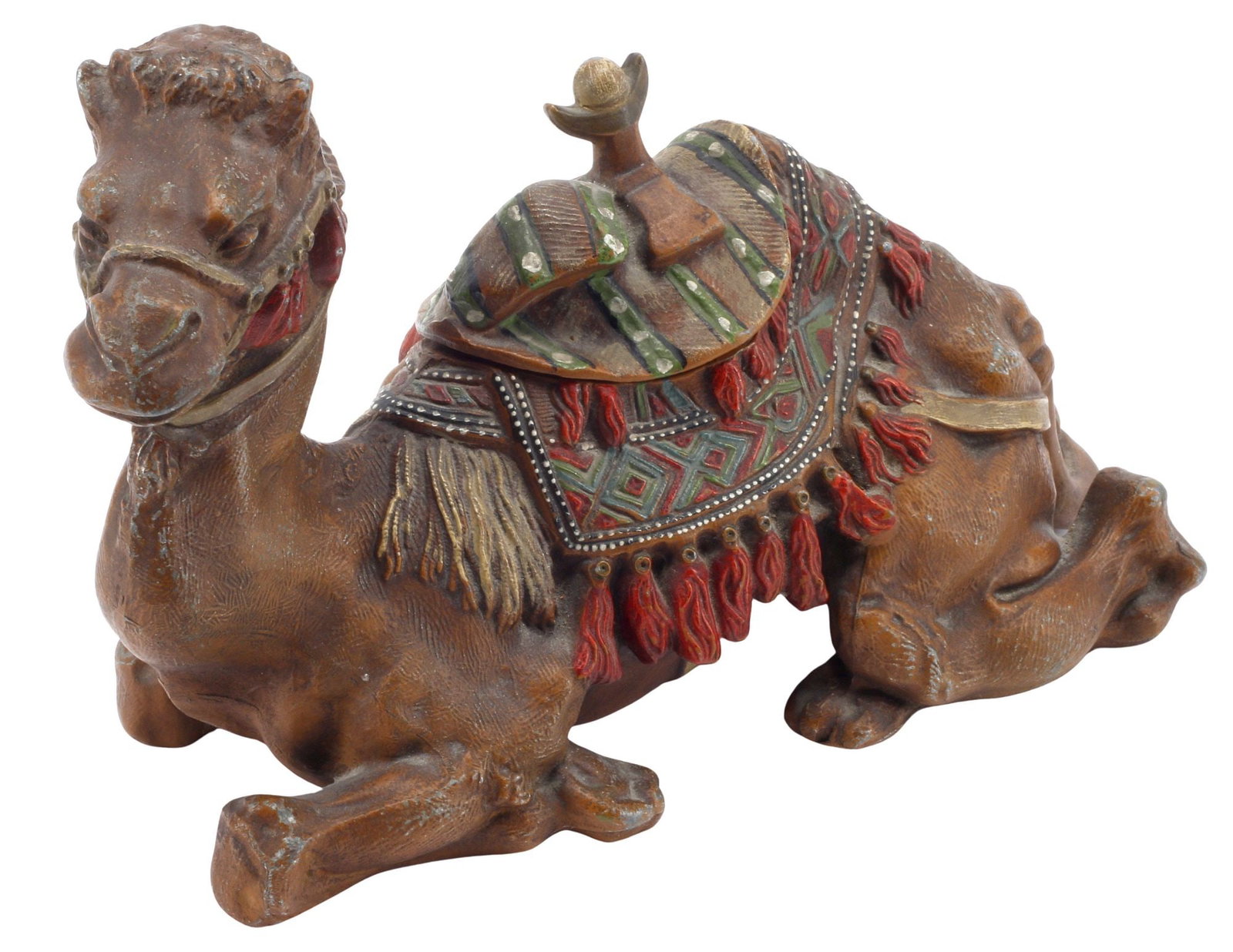 ORIENTALIST COLD-PAINTED SPELTER CAMEL INKWELL, LIKELY AUSTRIAN (1 of 4)