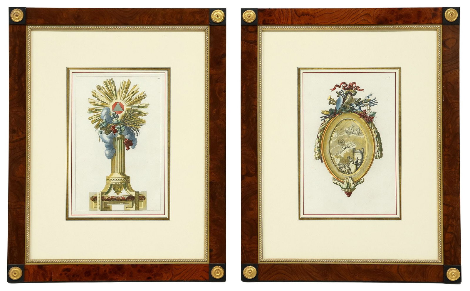 (2) JEAN-CHARLES DELAFOSSE (D.1789) HAND-COLORED ENGRAVINGS (1 of 6)