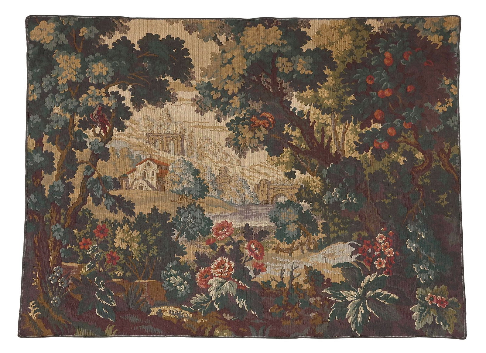 FRENCH TOURNAISIS MACHINE-WOVEN VERDURE LANDSCAPE TAPESTRY (1 of 4)