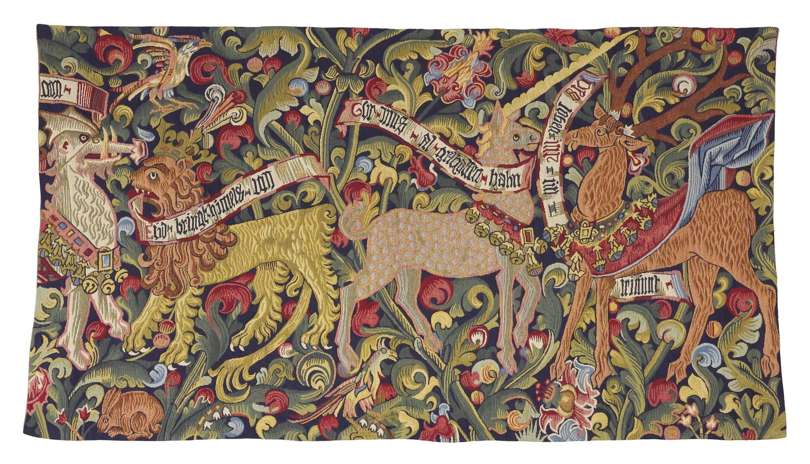 FRENCH MEDIEVAL STYLE JACQUARD MACHINE-WOVEN MYTHICAL TAPESTRY (1 of 3)