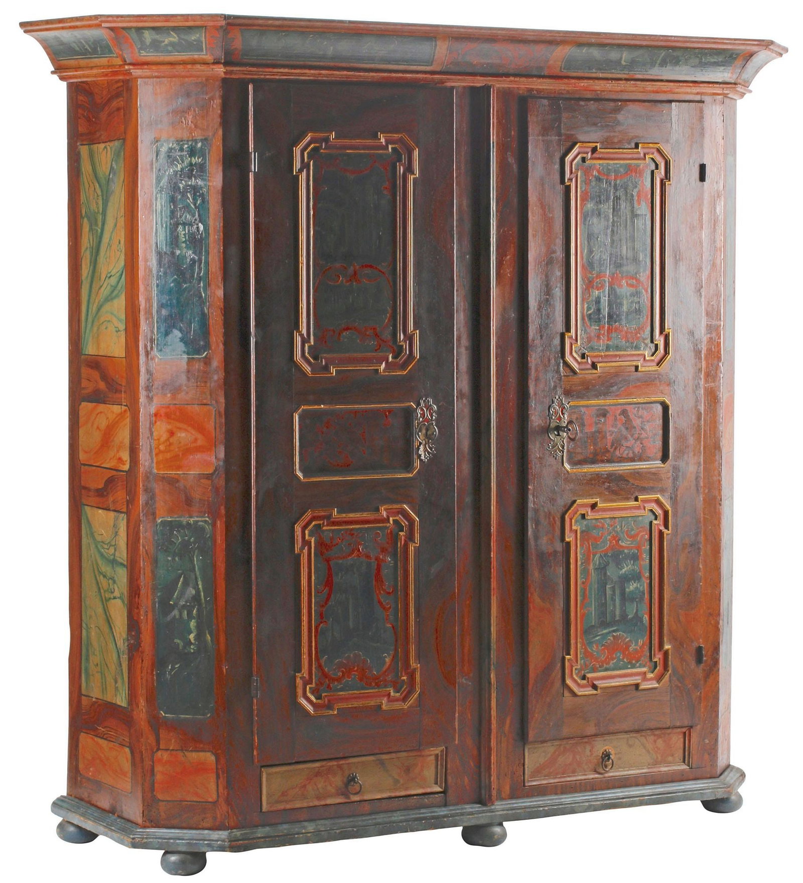 NORTHERN EUROPEAN PAINTED ARMOIRE, 18TH C. (1 of 7)